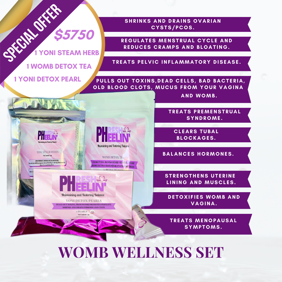 Womb Wellness Sets-PCOS Support-Balance pH-Detoxifies Womb-Menstrual Support-PID-Women
