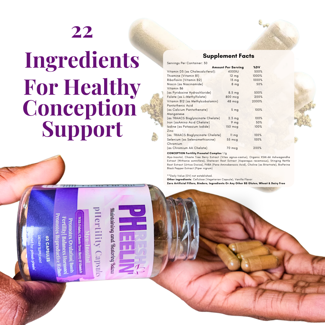 pHresh pHeelin' pHertility Capsules – Natural Fertility Support with Myo-Inositol & Herbs for Hormone Balance, Ovulation & Reproductive Health