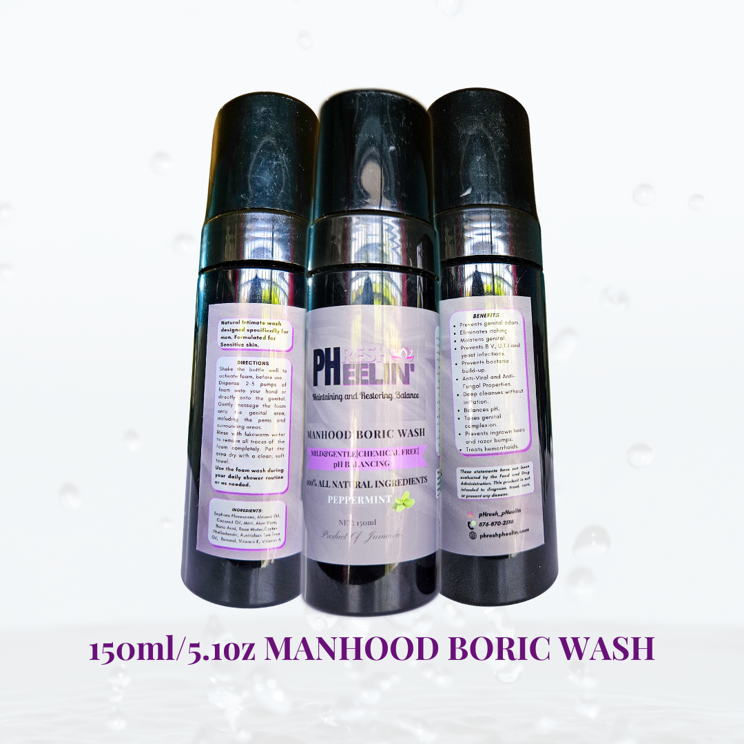 Manhood Boric Wash-Mint- Hygienic Wash-Rids Odor, Itching, & Irritation