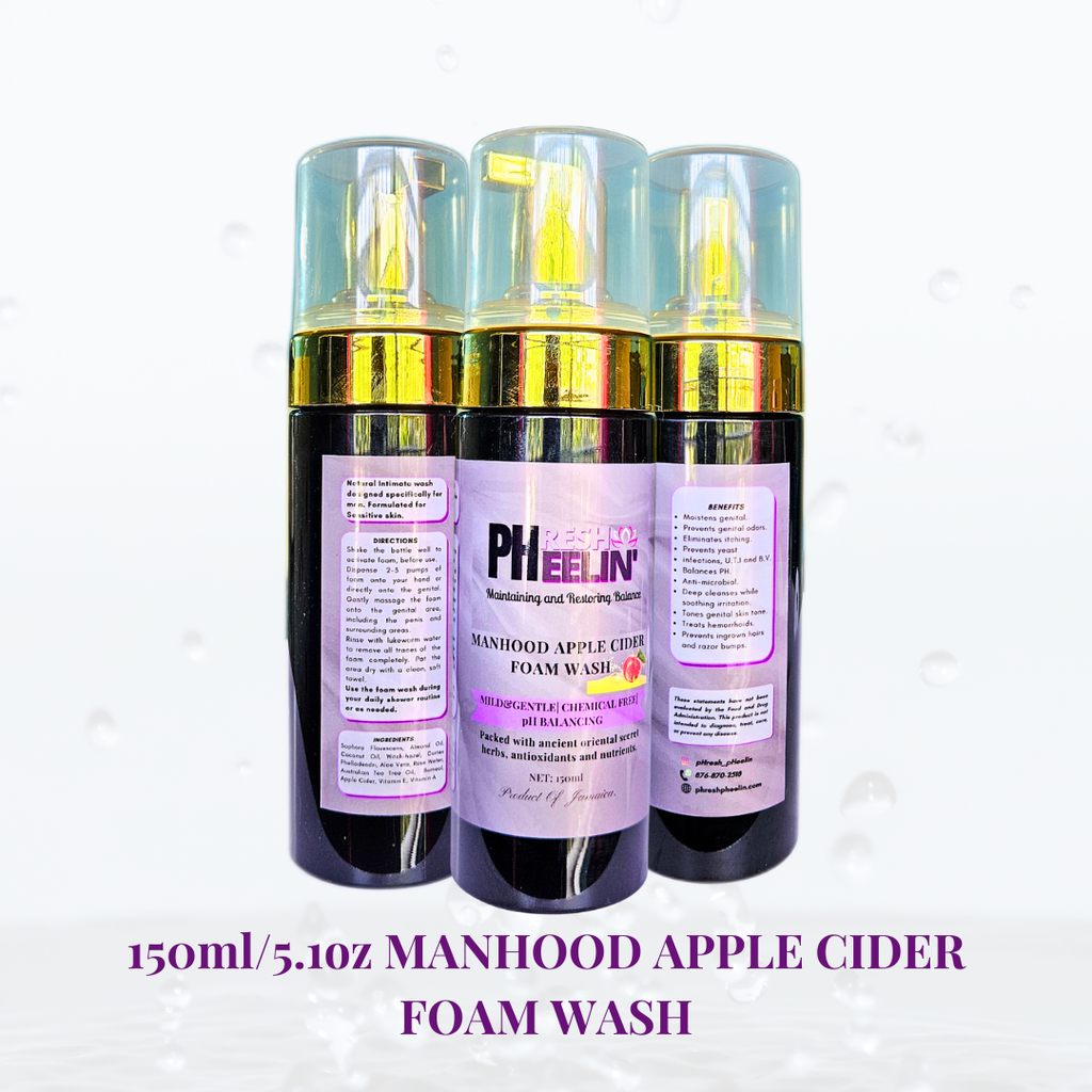 Manhood Apple Cider Foam Wash - pH Balancing Men's Wash with Tea Tree Oil - Rids Bad Odor, Build-up, Itching, Irritation & Bad Odor
