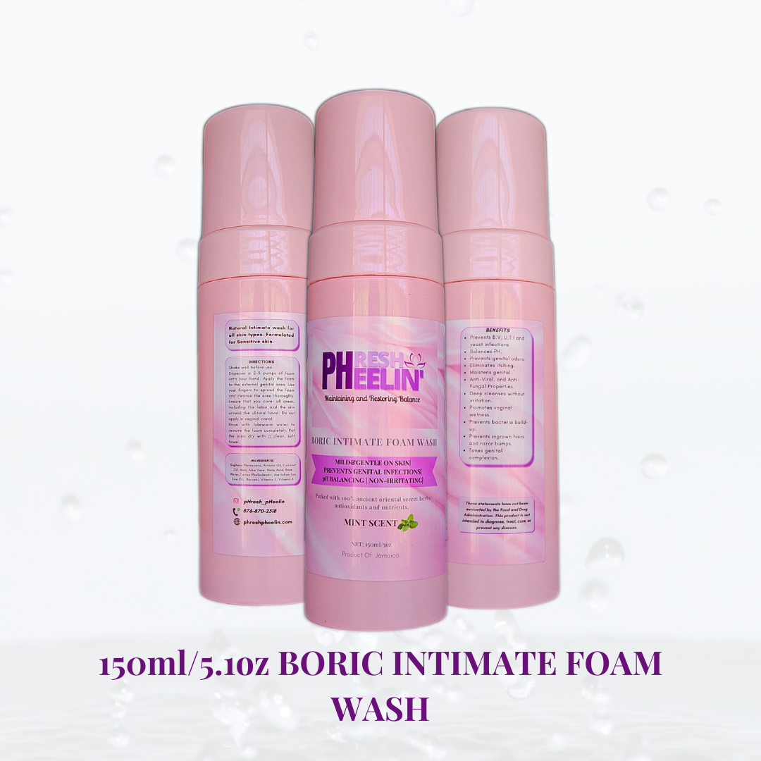 Boric Intimate Foam Wash/Feminine Foam Wash-pH-Balancing-Supports Odor Control- Eliminates Yeast Infection-