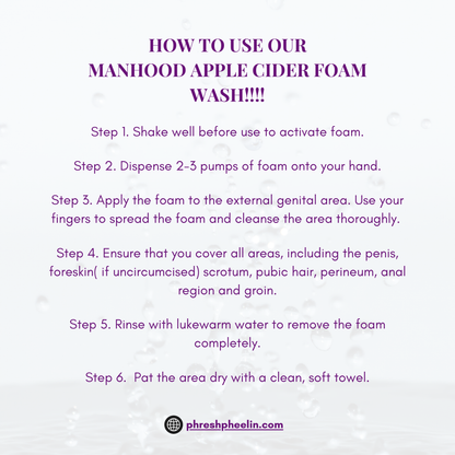 Manhood Apple Cider Foam Wash - pH Balancing Men's Wash with Tea Tree Oil - Rids Bad Odor, Build-up, Itching, Irritation & Bad Odor