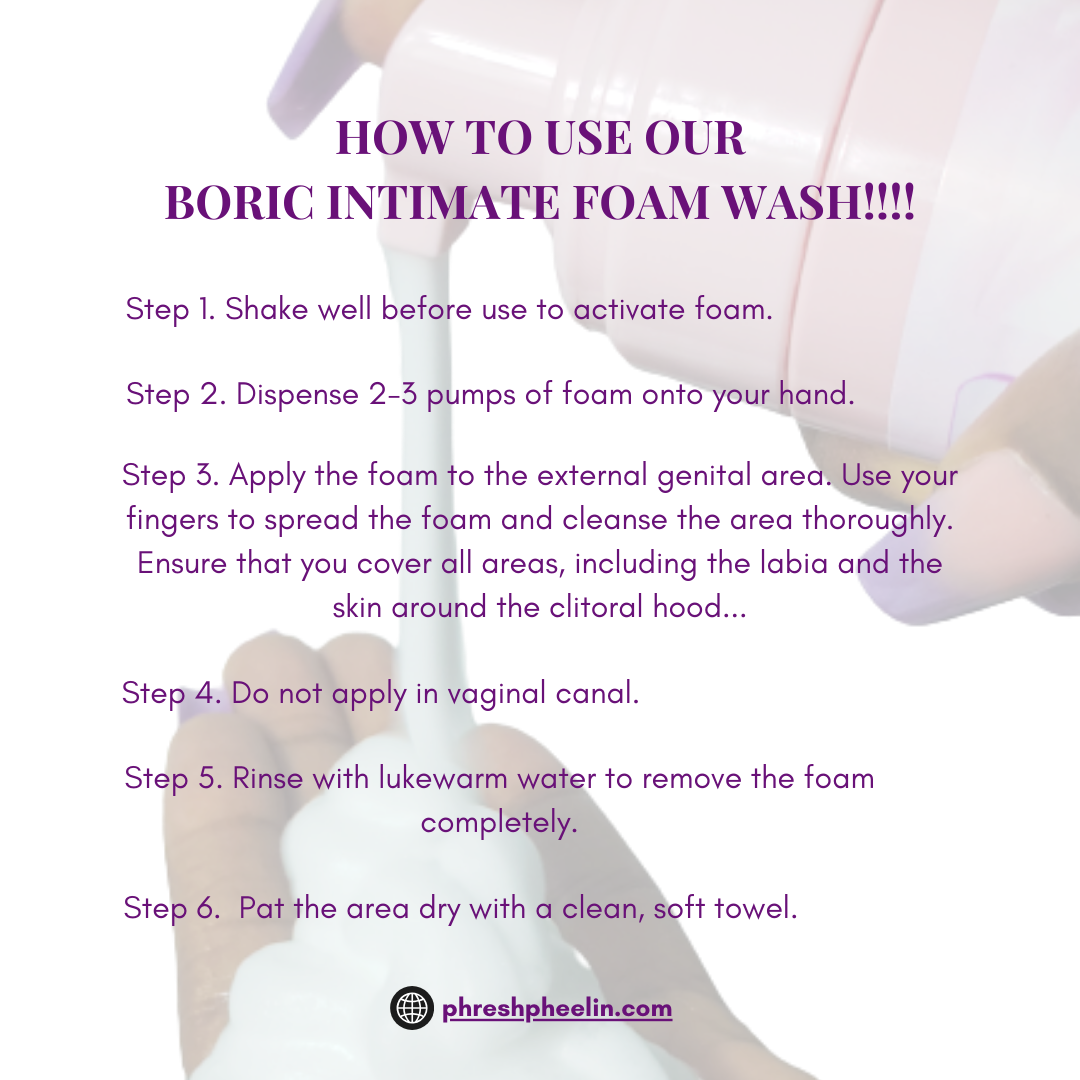 Boric Intimate Foam Wash/Feminine Foam Wash-pH-Balancing-Supports Odor Control- Eliminates Yeast Infection-