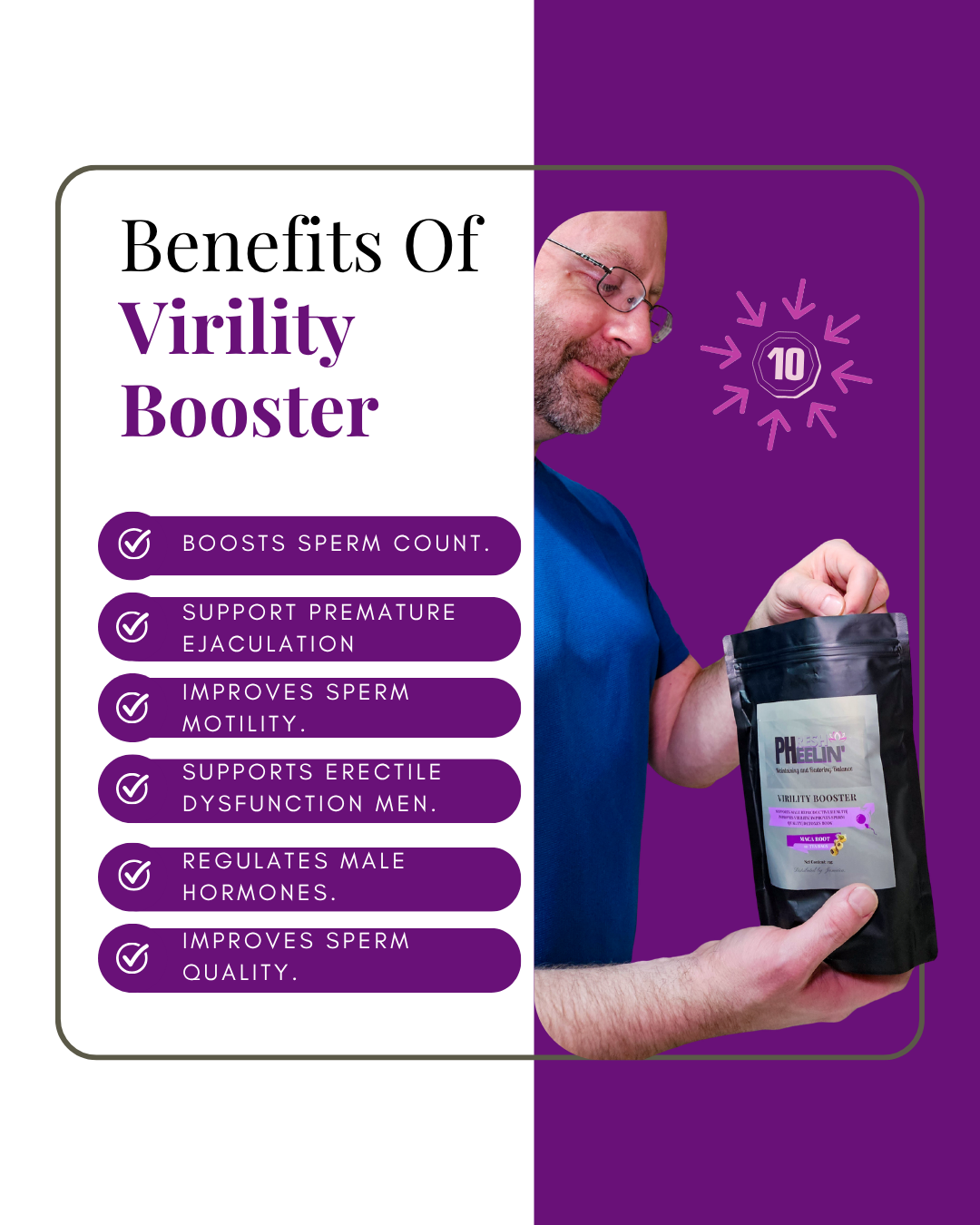 Virility Booster - Natural Male Fertility, Libido & Performance Support Supplement with Maca Root