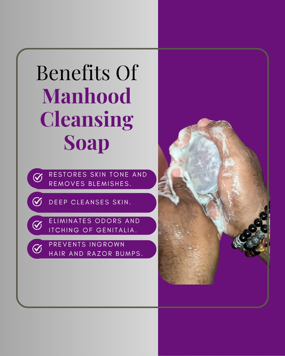 Manhood Cleansing Soap - Natural Intimate Hygienic Soap for Male pH Balance, Odor, Itching & Freshness