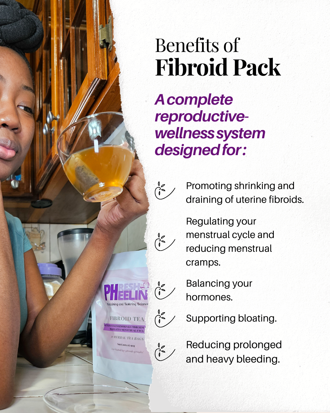 Fibroid Pack - Complete Fibroid Shrinker & Drainer, Heavy Bleeding, Bloating, Cycle & Womb Support System