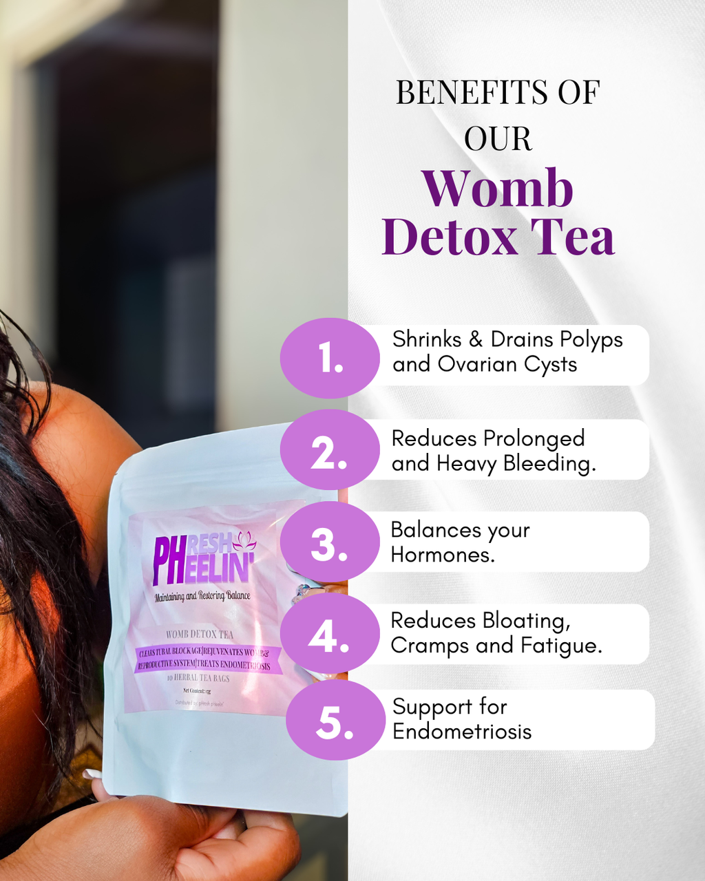 Womb Detox Tea-Natural Womb Cleanse for Heavy Periods, Bloating, PCOS Support, Hormonal Balance & Cycle Support