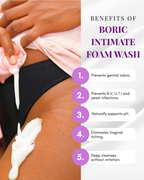 Boric Intimate Foam Wash - Gentle Vaginal Cleanser for pH Balance, BV, Yeast, Itching & Odor Support