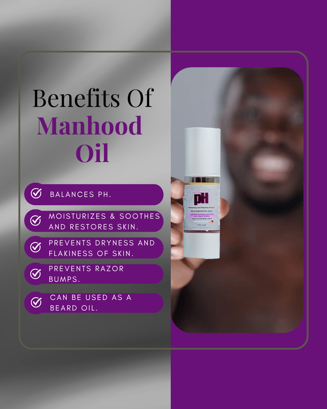 Manhood Oil -Natural Men’s Intimate Moisturizing Oil for Odor Control, pH Balance & Comfort