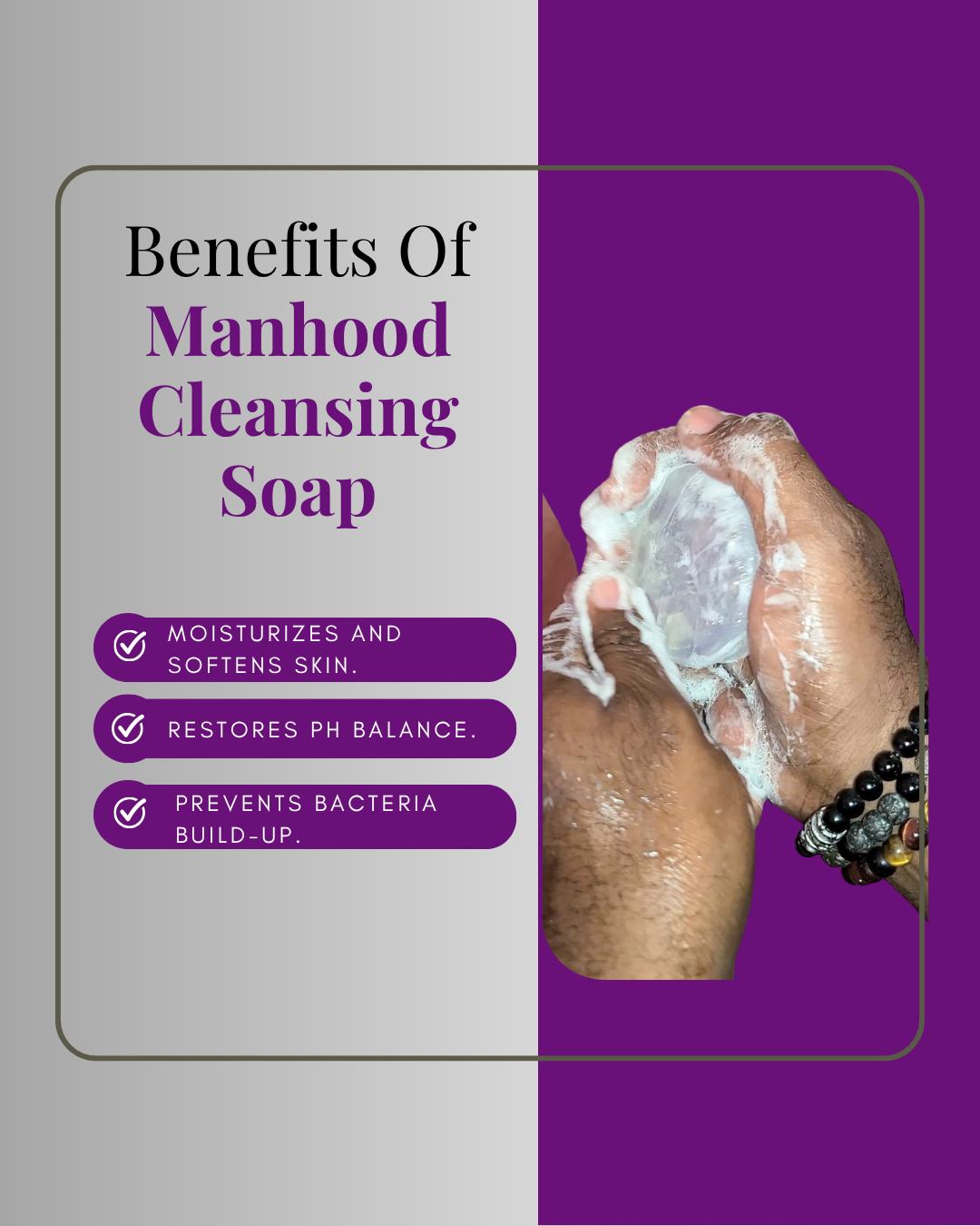 Manhood Cleansing Soap - Natural Intimate Hygienic Soap for Male pH Balance, Odor, Itching & Freshness