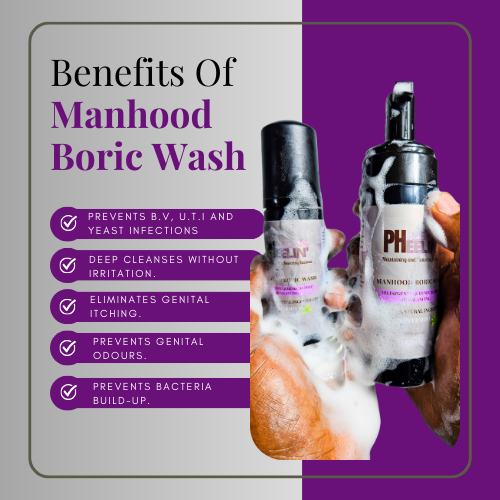 Manhood Boric Wash-Mint Boric Acid Hygienic Cleanser for Male Odor, pH Balance & Freshness