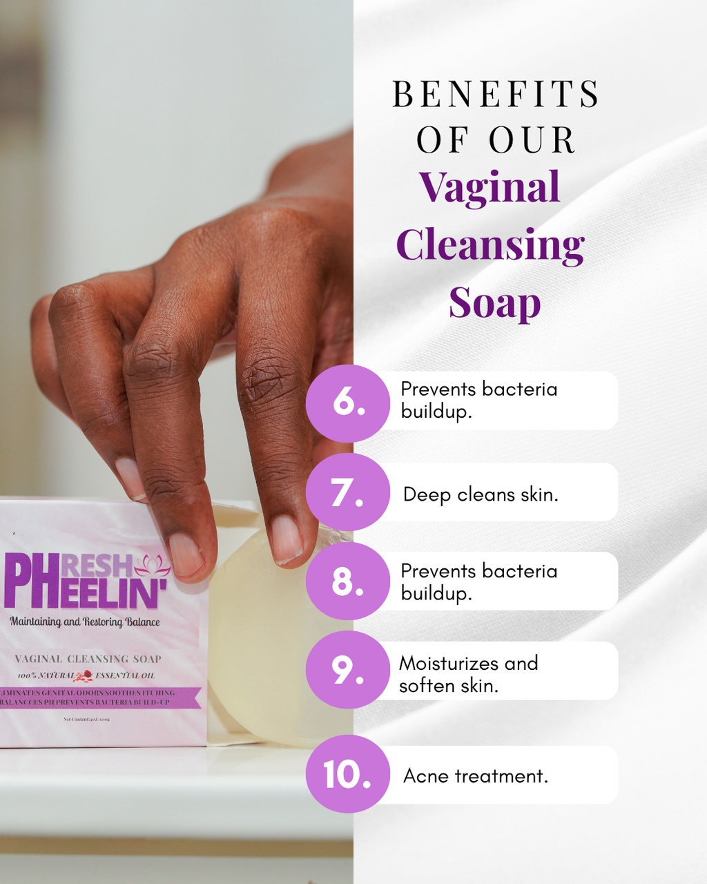 Vaginal Cleansing Soap- Gentle Daily Cleanser for pH Balance, Odor, Razor Bumps & Intimate Freshness