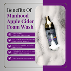 Manhood Apple Cider Foam Wash -Natural Men's Intimate Wash with Tea Tree Oil - Rids Bad Odor, Itching, Irritation & pH Balancing