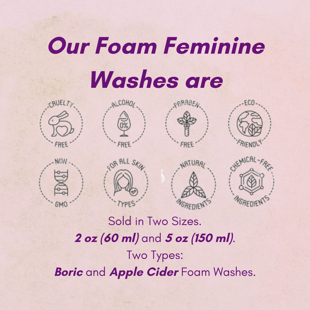 Boric Intimate Foam Wash/Feminine Foam Wash-pH-Balancing-Supports Odor Control- Eliminates Yeast Infection-