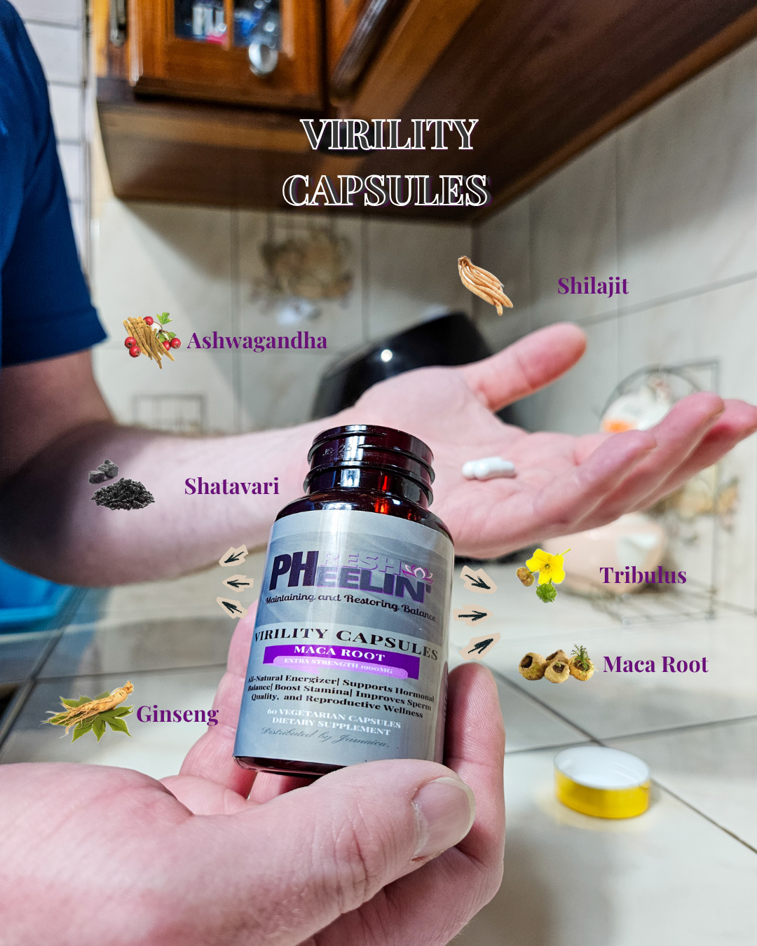 Virility Capsules - Natural Male Fertility, Libido & Performance Support with Maca Root