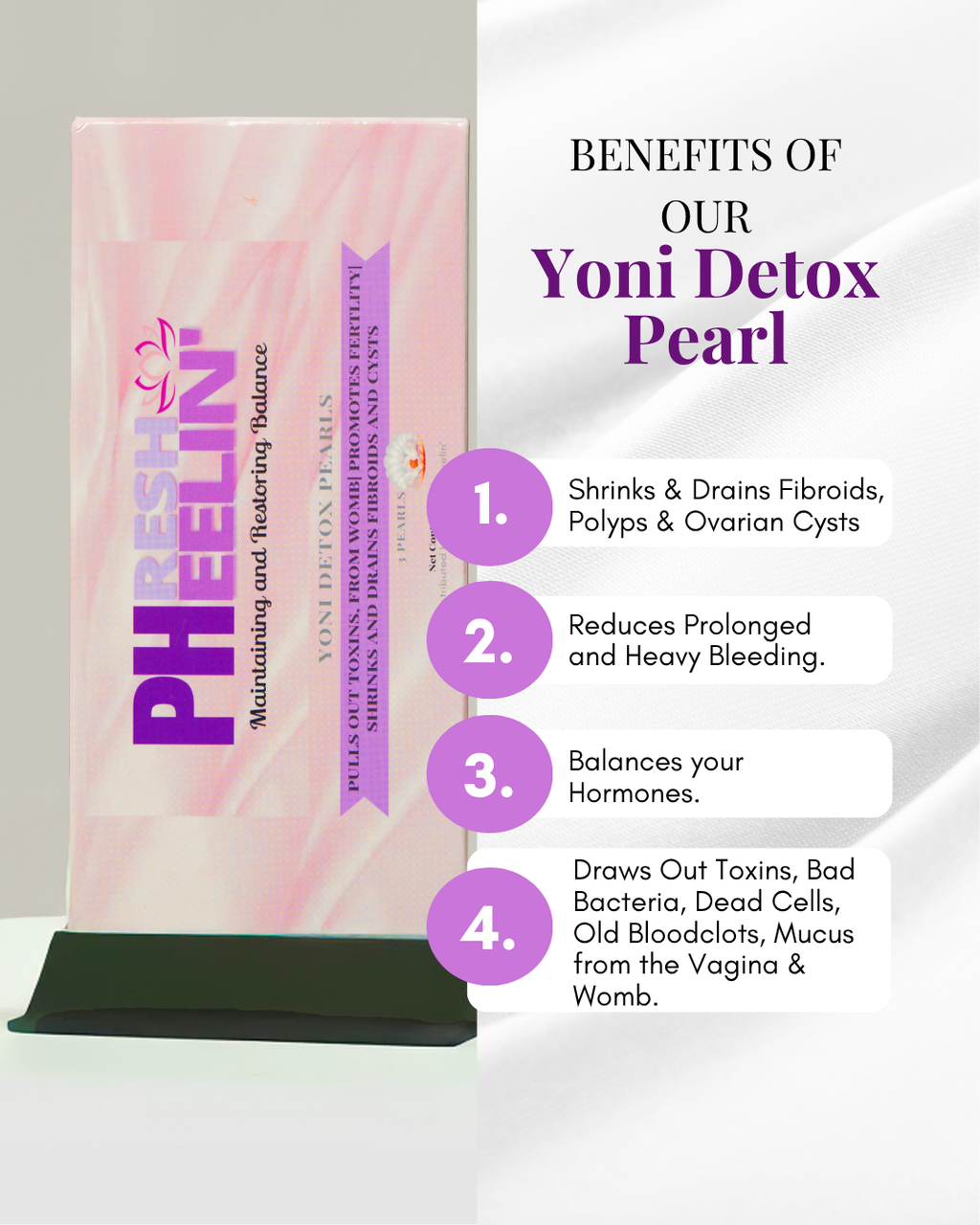 Yoni Detox Pearls - Herbal Vaginal Detox for PCOS, Fibroids, Fertility & pH Balance