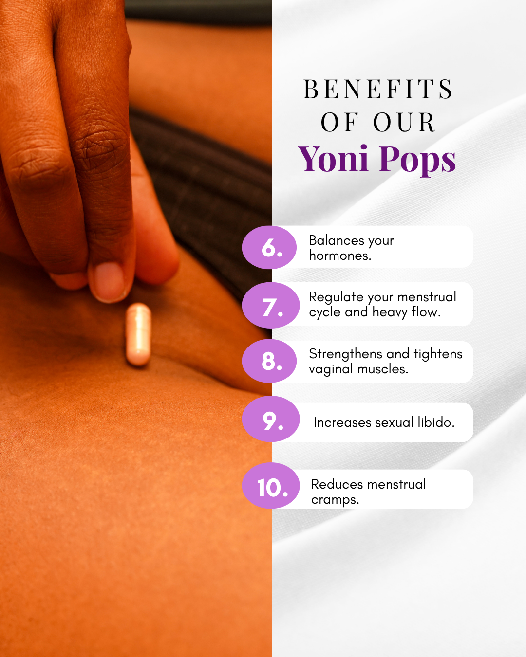 Yoni Pop - Probiotic Vaginal Suppositories for pH Balance, Dryness, Hormonal Imbalance, BV, Yeast, Odor & Libido Support