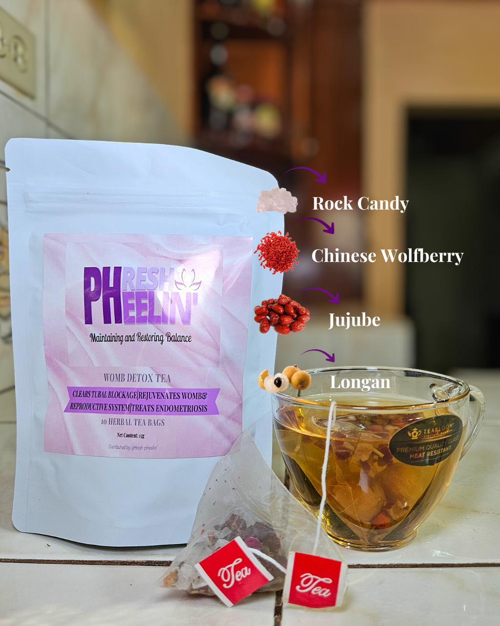 Womb Detox Tea-Natural Womb Cleanse for Heavy Periods, Bloating, PCOS Support, Hormonal Balance & Cycle Support