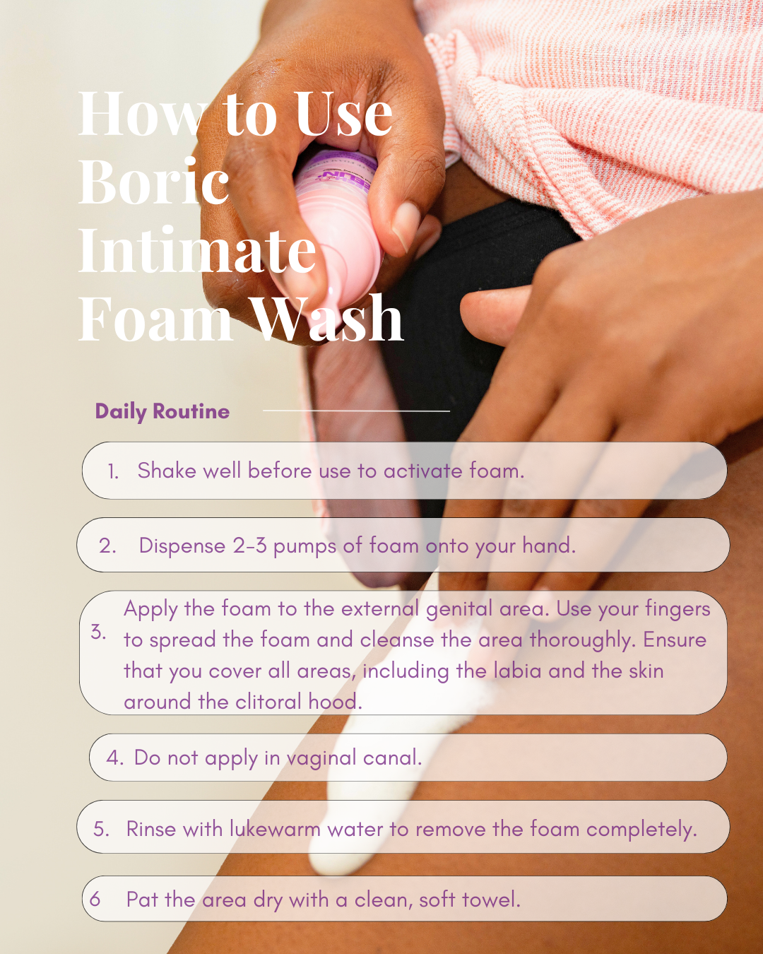 Boric Intimate Foam Wash - Gentle Vaginal Cleanser for pH Balance, BV, Yeast, Itching & Odor Support
