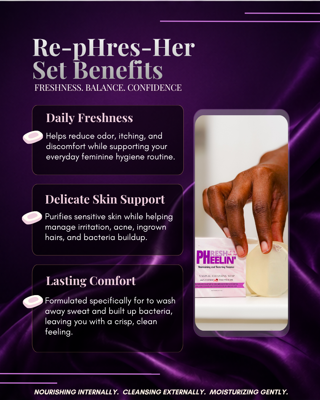 Re-pHres-Her Set – Yoni Pops, Yoni Oil & Vaginal Cleansing Soap for Feminine Freshness, Vaginal Dryness, pH Balance & Hormonal Support