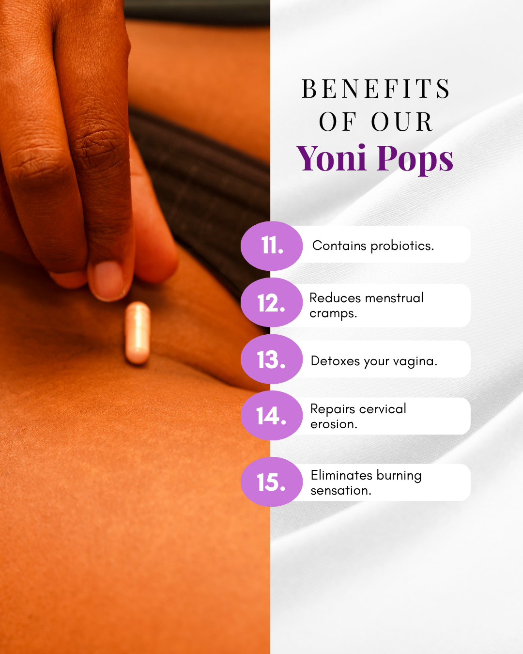 Yoni Pop - Probiotic Vaginal Suppositories for pH Balance, Dryness, Hormonal Imbalance, BV, Yeast, Odor & Libido Support