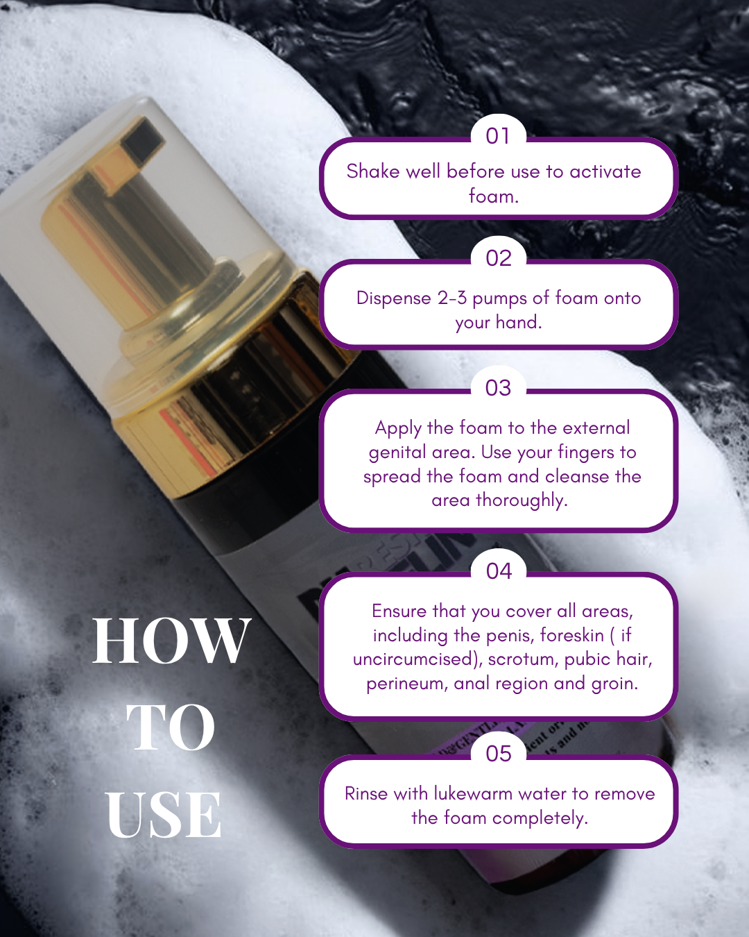 Manhood Apple Cider Foam Wash -Natural Men's Intimate Wash with Tea Tree Oil - Rids Bad Odor, Itching, Irritation & pH Balancing