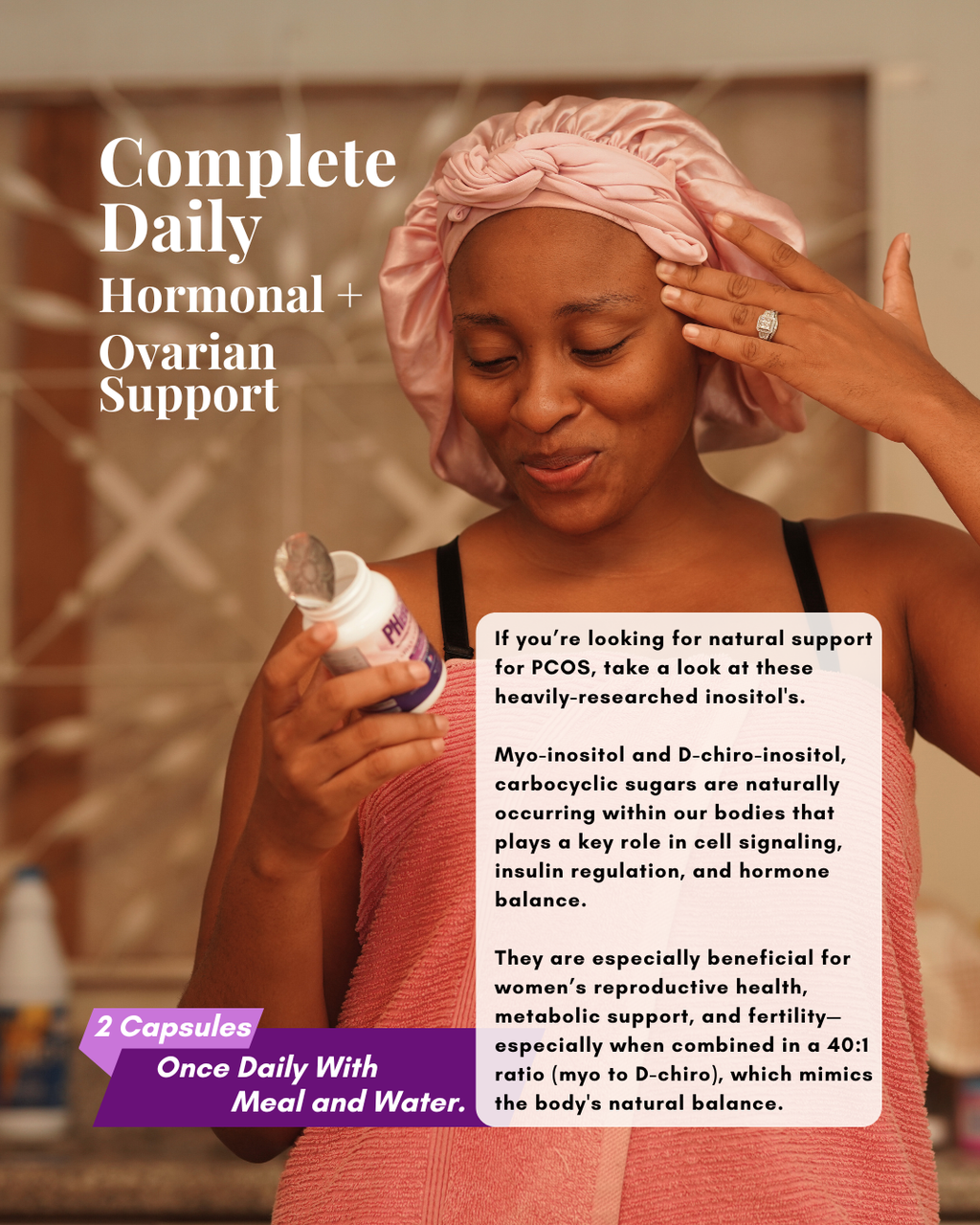 Ovarian Care Capsules - Natural PCOS, Hormonal Balance, Menstrual & Conception Support with Myo-Inositol & D-Chiro Inositol