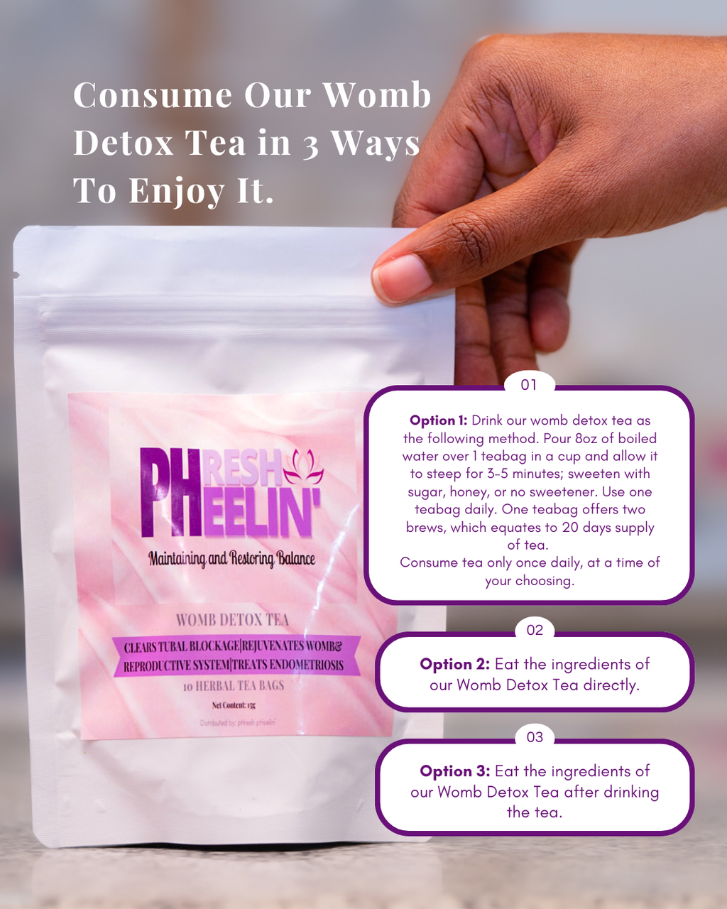 Womb Detox Tea-Natural Womb Cleanse for Heavy Periods, Bloating, PCOS Support, Hormonal Balance & Cycle Support
