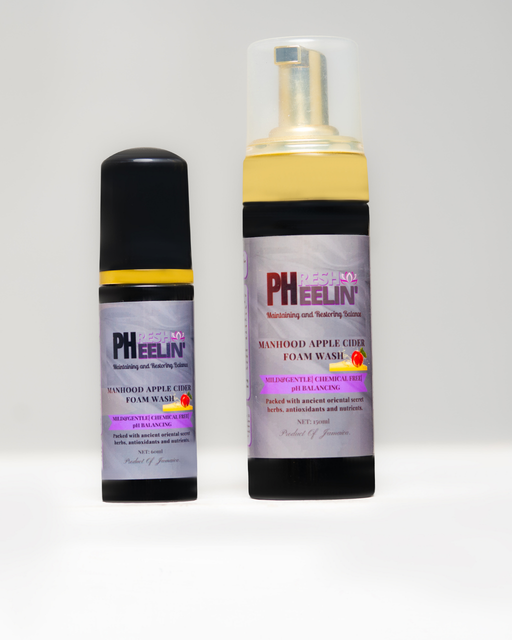 Manhood Apple Cider Foam Wash -Natural Men's Intimate Wash with Tea Tree Oil - Rids Bad Odor, Itching, Irritation & pH Balancing