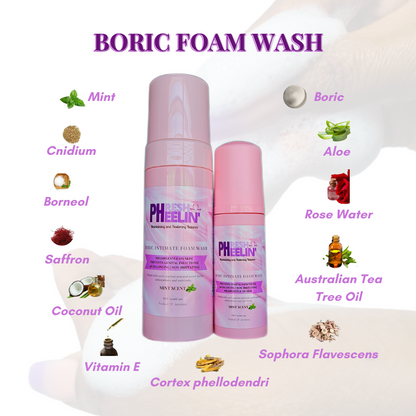 Boric Intimate Foam Wash/Feminine Foam Wash-pH-Balancing-Supports Odor Control- Eliminates Yeast Infection-