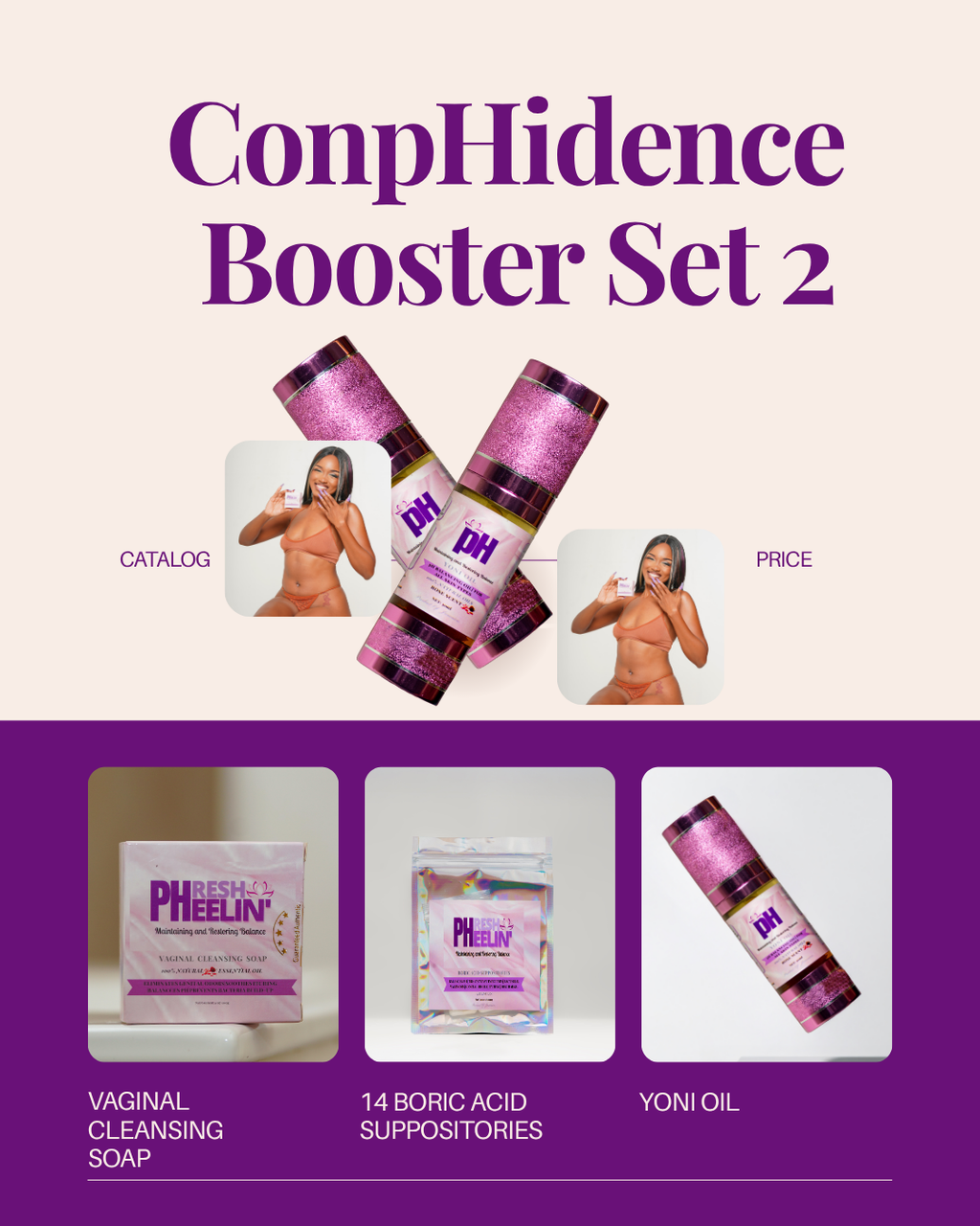 ConpHidence Booster Set - Complete Vaginal pH, Odor, BV & Yeast Support System