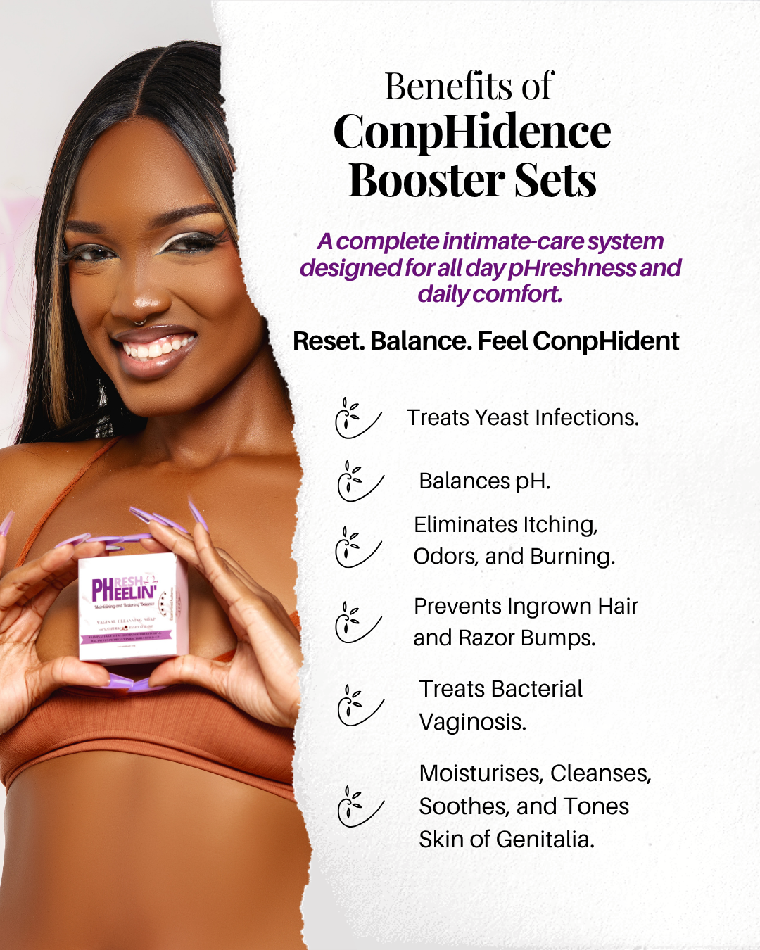 ConpHidence Booster Set - Complete Vaginal pH, Odor, BV & Yeast Support System