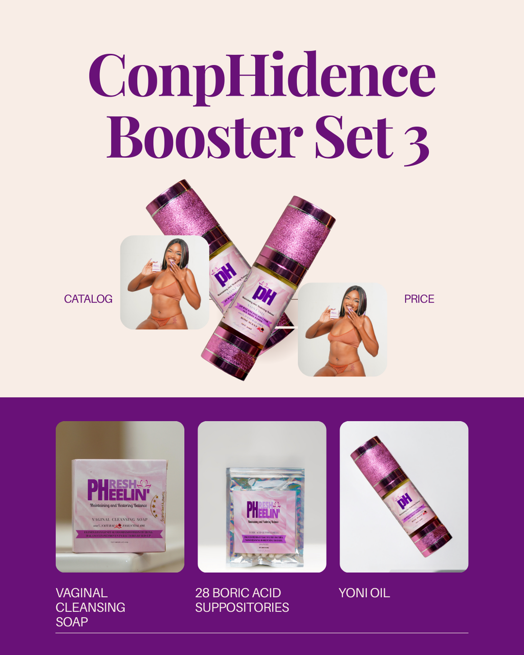 ConpHidence Booster Set - Complete Vaginal pH, Odor, BV & Yeast Support System