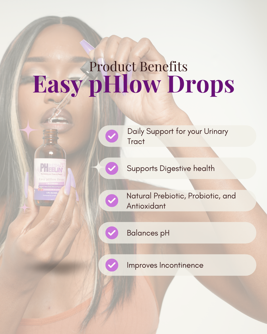 Easy pHlow Drops – Liquid Probiotic pH, UTI, Digestive, Brain & Urinary Tract Support for Women & Men