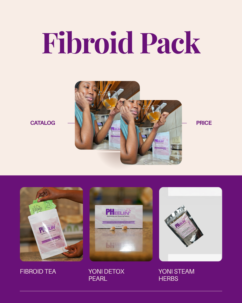 Fibroid Pack - Complete Fibroid Shrinker & Drainer, Heavy Bleeding, Bloating, Cycle & Womb Support System