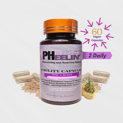 pHresh pHeelin' Virility Capsules - Natural Male Wellness Support for Vitality and Balance with Maca Root