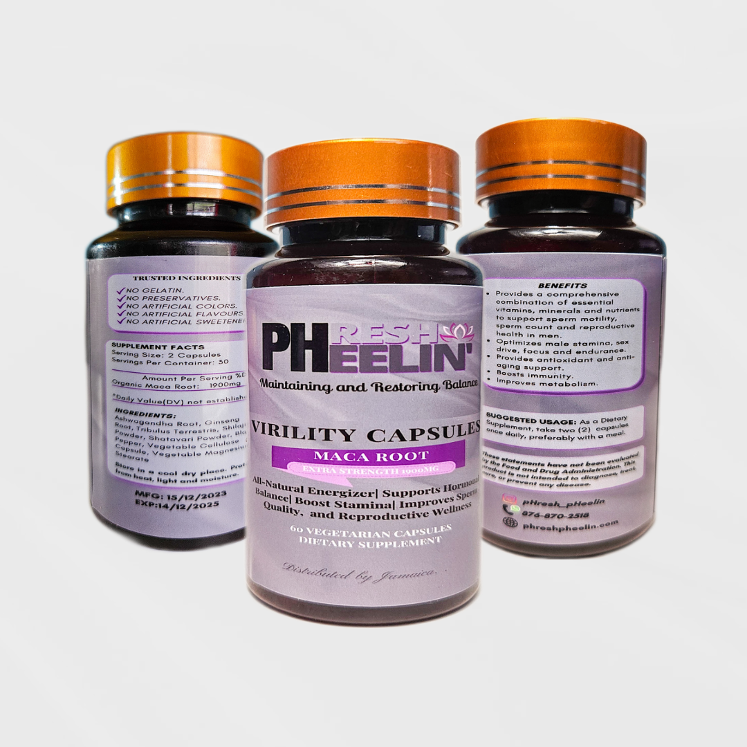 pHresh pHeelin' Virility Capsules - Natural Male Wellness Support for Vitality and Balance with Maca Root