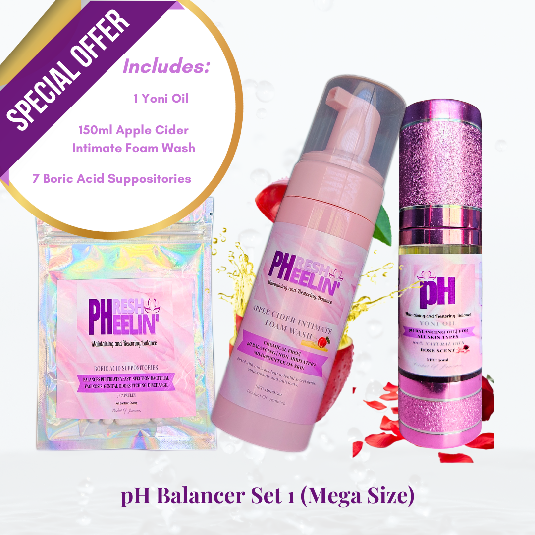 pH Balancer Set (Mega Size) – Complete Vaginal pH, Odor, BV & Yeast Balance Support