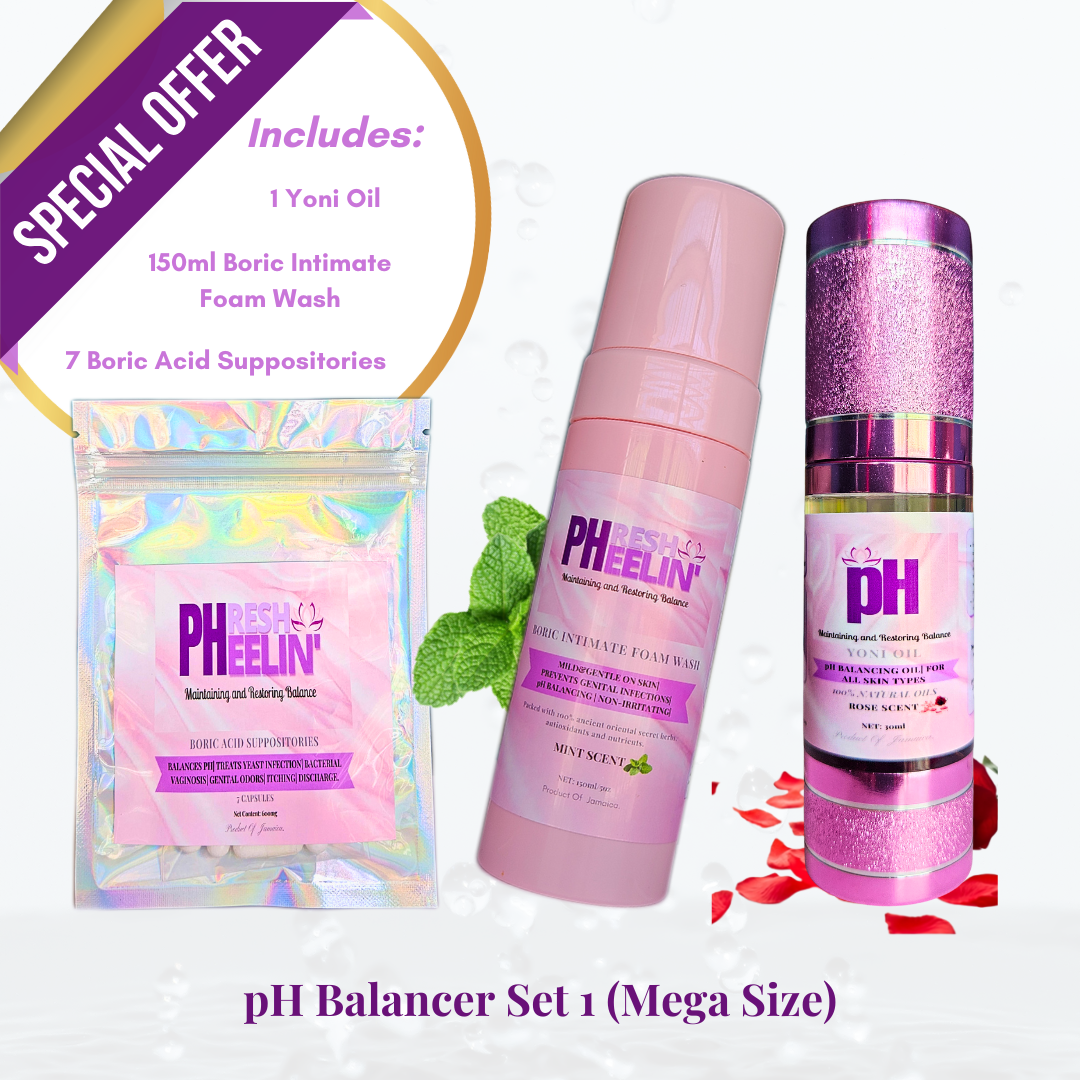 pH Balancer Set (Mega Size) – Complete Vaginal pH, Odor, BV & Yeast Balance Support