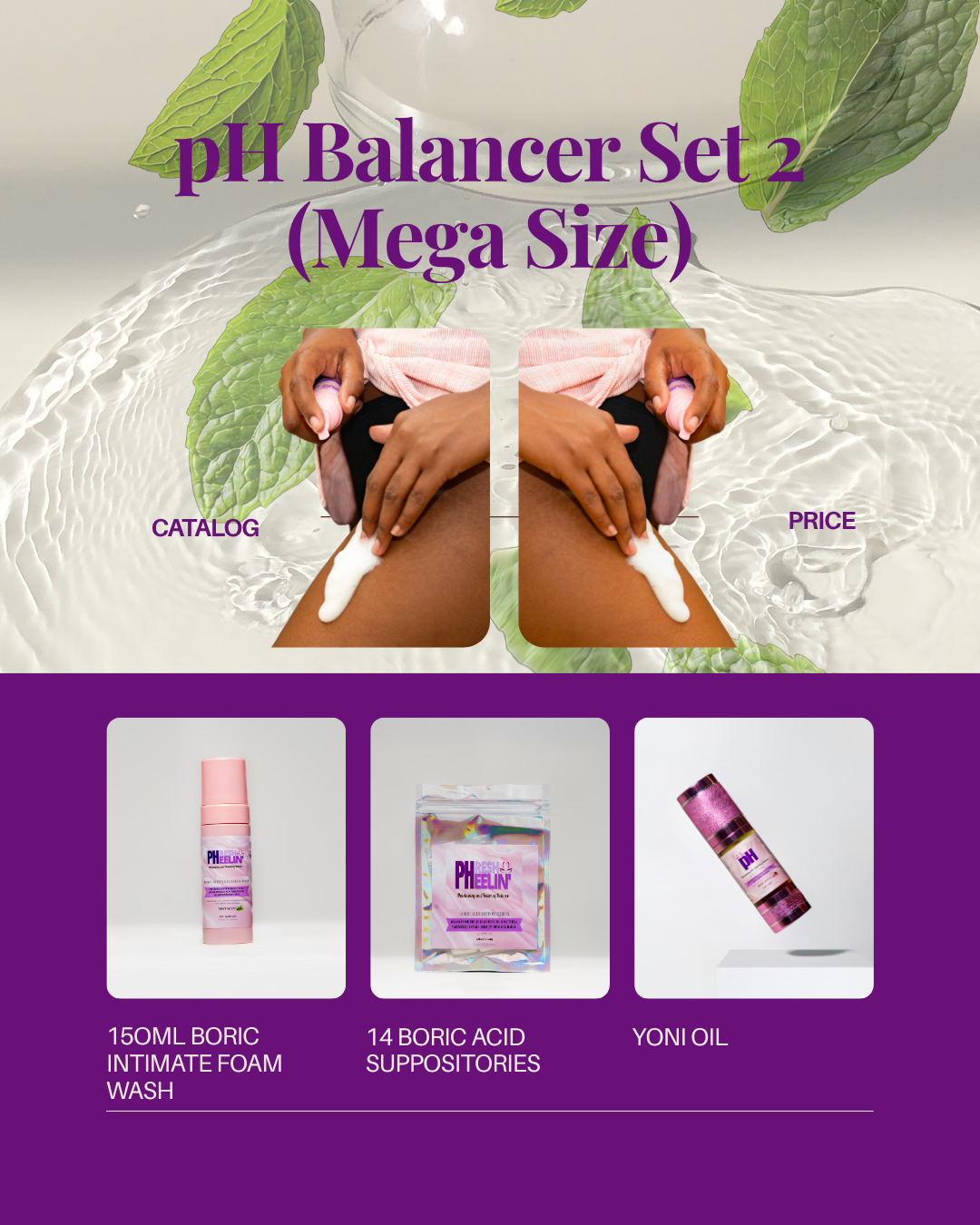 pH Balancer Set (Mega Size) – Complete Vaginal pH, Odor, BV & Yeast Balance Support