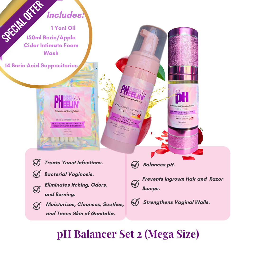 pH Balancer Set (Mega Size) – Complete Vaginal pH, Odor, BV & Yeast Balance Support