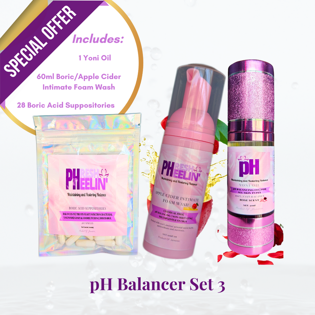 pH Balancer Sets- Complete Vaginal pH Balance, BV, Yeast, Razor Bump & Odor Support System