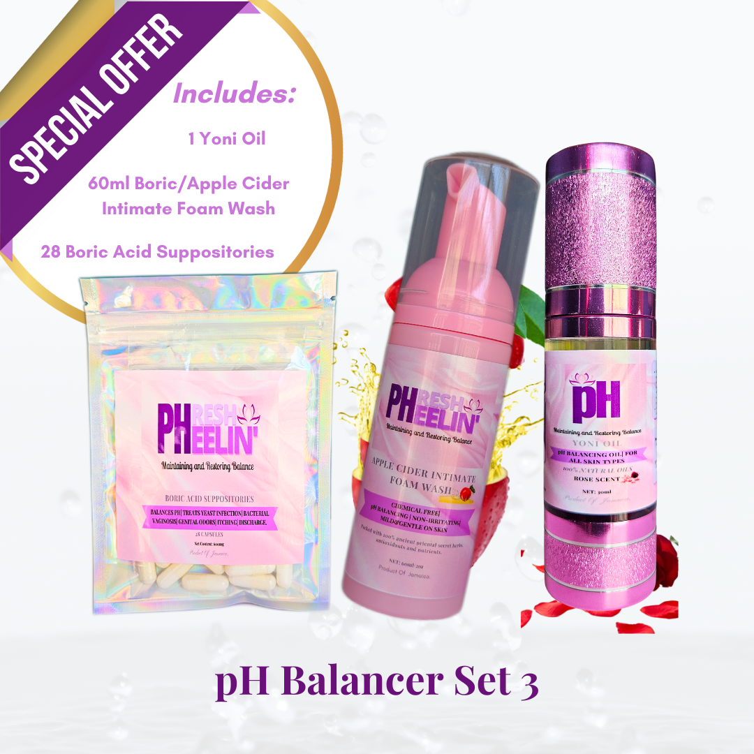 pH Balancer Sets- Complete Vaginal pH Balance, BV, Yeast, Razor Bump & Odor Support System