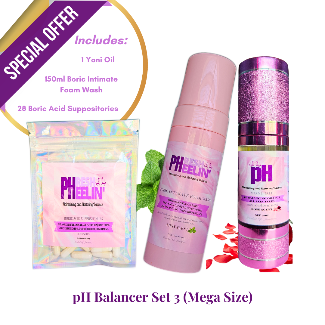 pH Balancer Set (Mega Size) – Complete Vaginal pH, Odor, BV & Yeast Balance Support