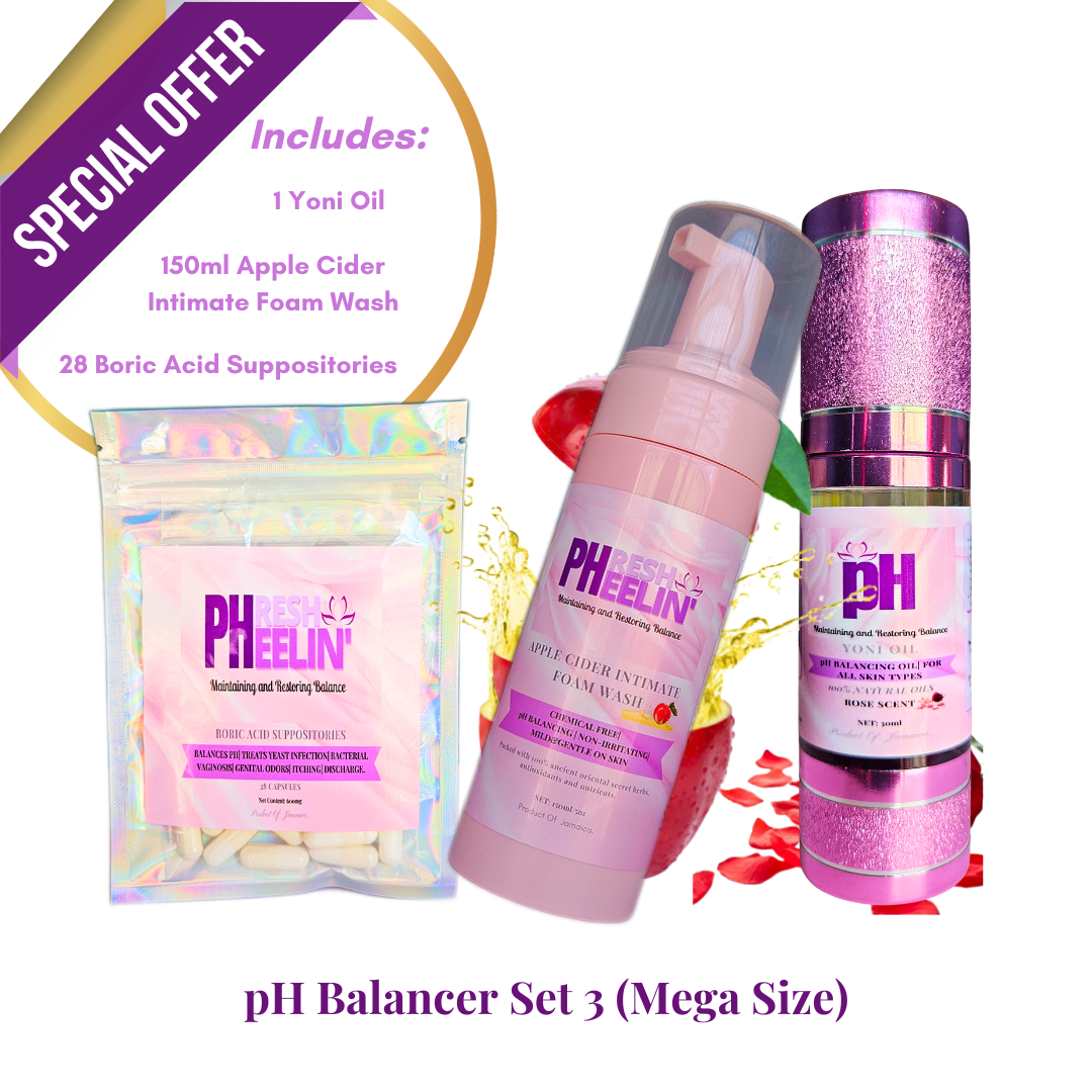 pH Balancer Set (Mega Size) – Complete Vaginal pH, Odor, BV & Yeast Balance Support