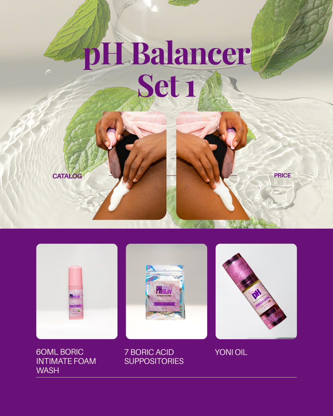 pH Balancer Sets- Complete Vaginal pH Balance, BV, Yeast, Razor Bump & Odor Support System
