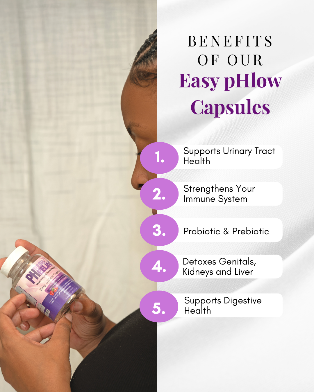 Easy pHlow Capsules -Probiotic UTI , Urinary Tract, Memory and Digestive Support for Women and Men,- pH Daily Support D-Mannose with Cranberry, Hibiscus & Probiotics