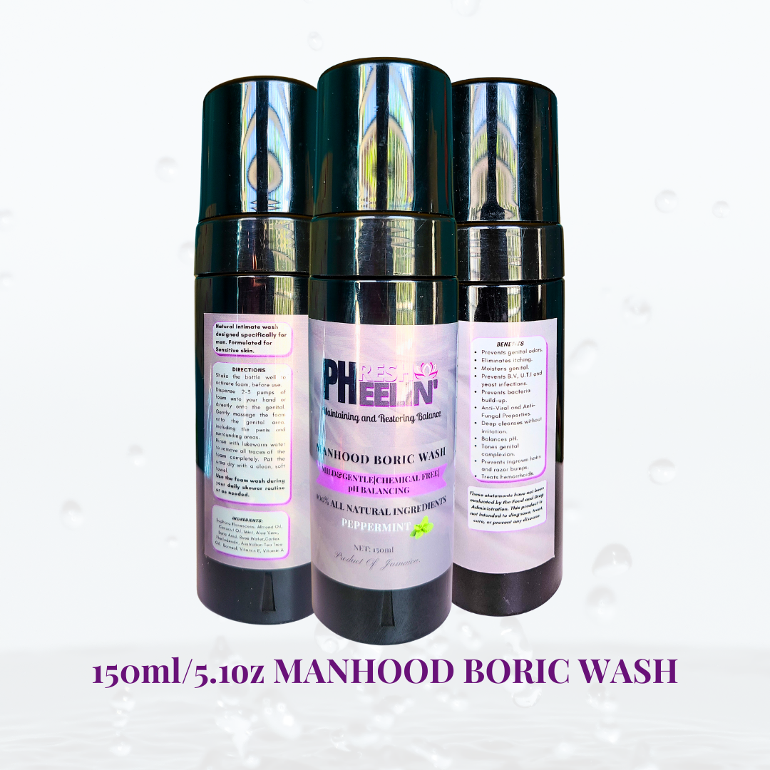 Manhood Boric Wash-Mint- Hygienic Wash-Rids Odor, Itching, & Irritation