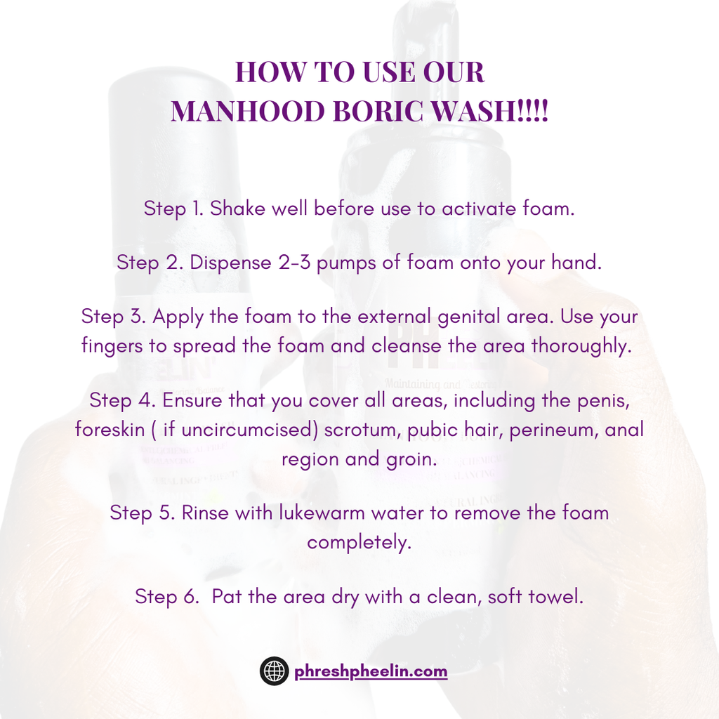 Manhood Boric Wash-Mint- Hygienic Wash-Rids Odor, Itching, & Irritation