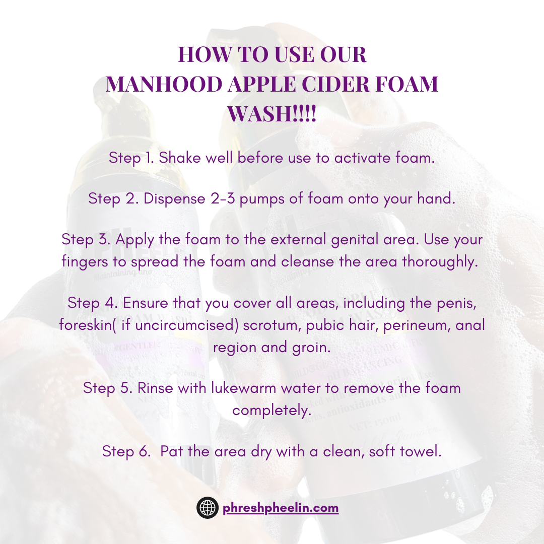 Manhood Apple Cider Foam Wash - pH Balancing Men's Wash with Tea Tree Oil - Rids Bad Odor, Build-up, Itching, Irritation & Bad Odor